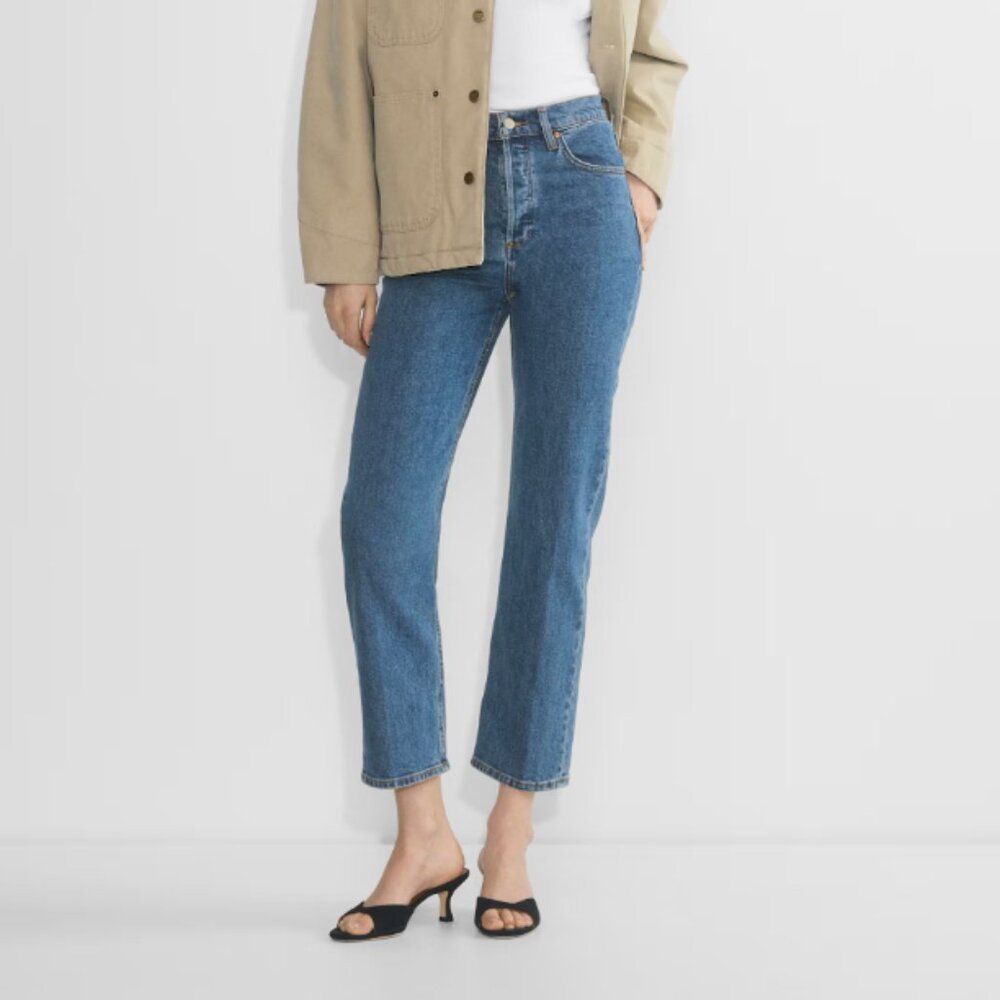 Denim Forum Arlo High Rise Straight Jean 28L, Medium Wash, US 25